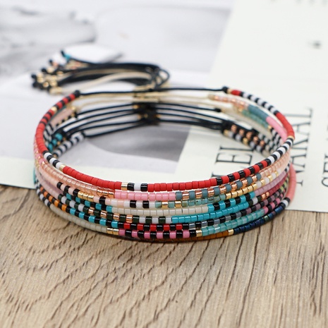 Simple Style Colorful Glass Beaded Bracelets's discount tags