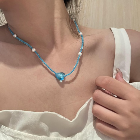 Ferien Herzform Perlen Aryl Transparent Halskette's discount tags