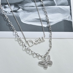 Simple Style Butterfly Stainless Steel Layered Necklaces Plating Stainless Steel Necklaces