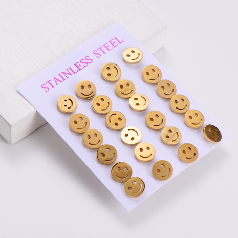 Fashion Smiley Face Stainless Steel Ear Studs Metal Stainless Steel Earrings's discount tags