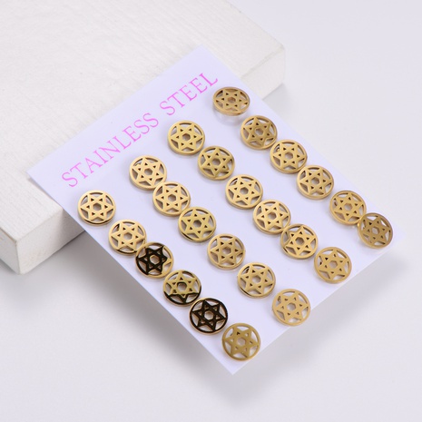 Fashion Star Stainless Steel Ear Studs Hollow Out Stainless Steel Earrings 1 Set's discount tags