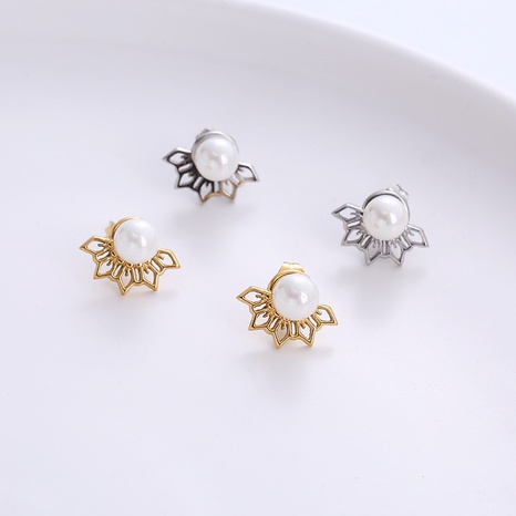 Simple Style Geometric Titanium Steel Earrings Inlay Artificial Pearls Stainless Steel Earrings's discount tags