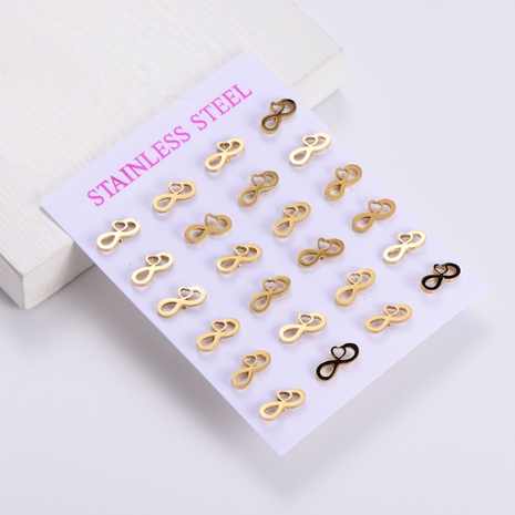 Fashion Number Stainless Steel Ear Studs Metal Stainless Steel Earrings 1 Set's discount tags