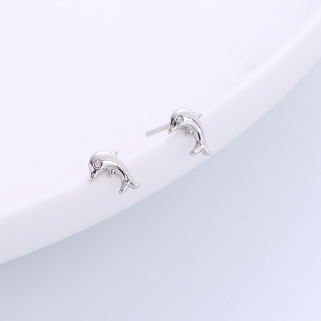 Simple Style Dolphin Titanium Steel Ear Studs Polishing Plating Stainless Steel Earrings's discount tags
