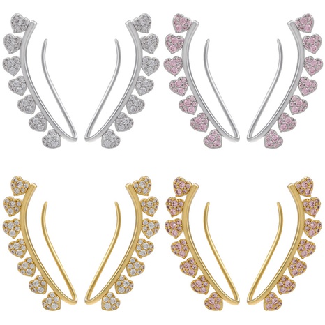 Moda Forma De Corazón Cobre Aretes Enchapado Diamantes De Imitación Pendientes de cobre's discount tags