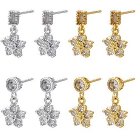 Fashion Flower Copper Drop Earrings Flowers Rhinestones Copper Earrings's discount tags