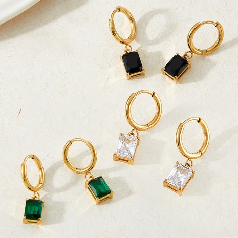 Fashion Square Stainless Steel Earrings Inlay Zircon Stainless Steel Earrings's discount tags