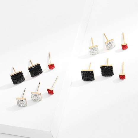 Simple Style Square Stainless Steel Ear Studs Inlay Zircon Stainless Steel Earrings 1 Set's discount tags
