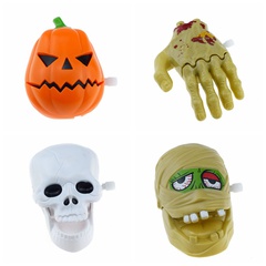 Novelty Winding Skull Clockwork Ghost Hand Winding Pumpkin Head Halloween Funny Clockwork Mummy Head Toy