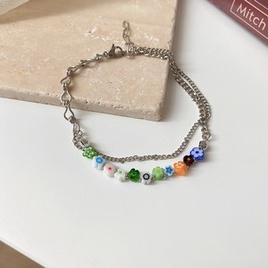 bracelet gomtrique de fleur de zircon de mode style coren simple bijoux de main en acier de tianiumpicture27