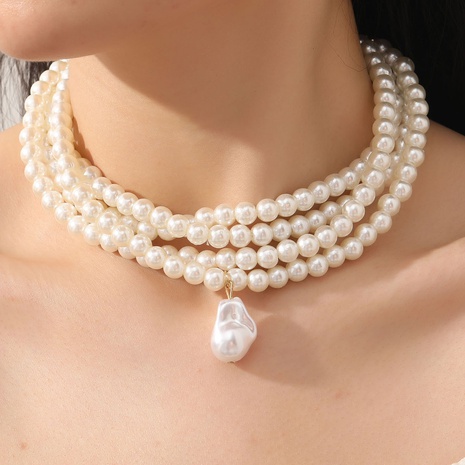 Mode Irregulär Künstliche Perle Perlen Geschichtete Halskette's discount tags