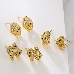 Mode Schlange Leopard Kupfer Ohrstecker Vergoldet Zirkon Kupfer Ohrringe