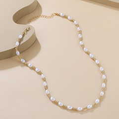 Simple Style Geometric Imitation Pearl Alloy Beaded Necklace 1 Piece