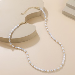 Baroque Style Geometric Imitation Pearl Alloy Beaded Necklace 1 Piece