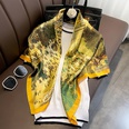 Fashion light luxury 90cm simulation silk scarf Korean simple striped large square scarfpicture14