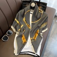 Fashion light luxury 90cm simulation silk scarf Korean simple striped large square scarfpicture19