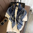 Fashion light luxury 90cm simulation silk scarf Korean simple striped large square scarfpicture18