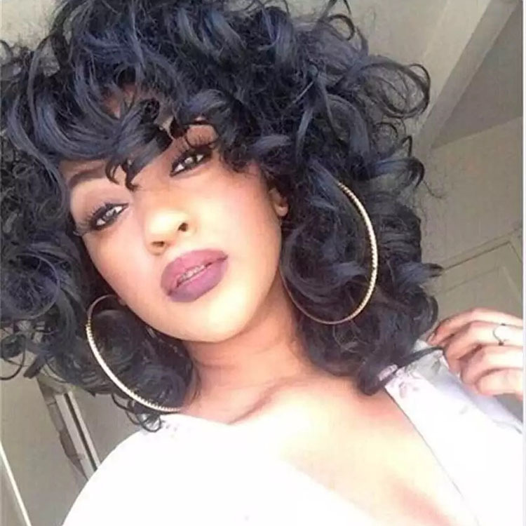 Women's Elegant Party Street High Temperature Wire Side Fringe Short Curly  Hair Wig Net