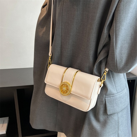 Women'S Medium All Seasons PU Leather Solid Color Fashion Metal Button Square Magnetic Buckle Crossbody Bag's discount tags