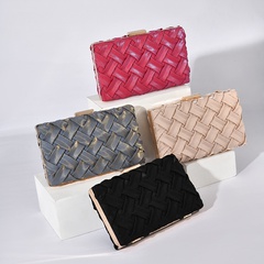 Black Apricot Airy Blue PU Leather Solid Color Square Clutch Evening Bag