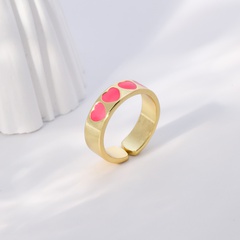Mode Herzform Kupfer Offener Ring Emaille Vergoldet Kupfer Ringe 1 Stück