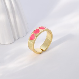 Mode Herzform Kupfer Offener Ring Emaille Vergoldet Kupfer Ringe 1 Stckpicture9