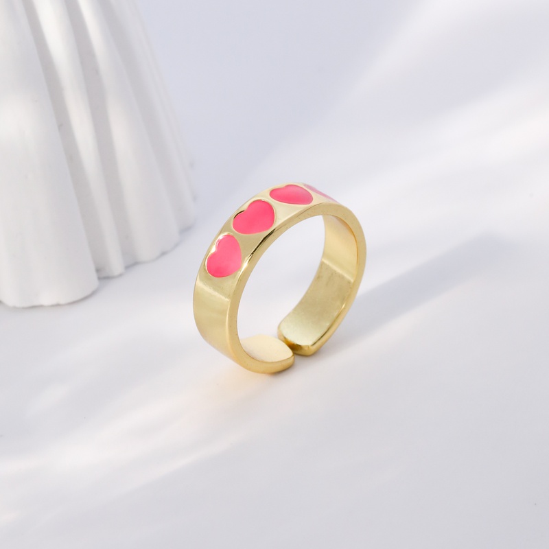 Mode Herzform Kupfer Offener Ring Emaille Vergoldet Kupfer Ringe 1 Stck