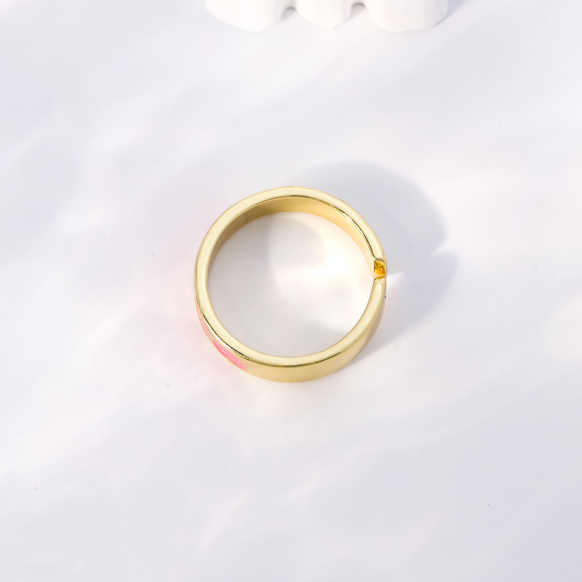 Mode Herzform Kupfer Offener Ring Emaille Vergoldet Kupfer Ringe 1 Stckpicture2