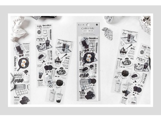 PET black and white trend hand account material decorative stickers