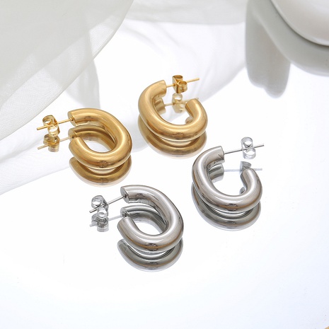 Fashion C Shape Titanium Steel Ear Studs Plating Stainless Steel Earrings's discount tags