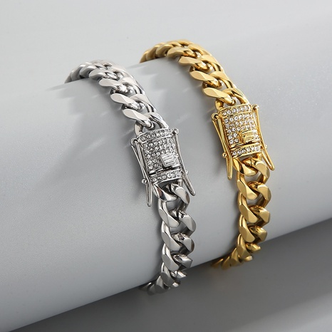 Fashion Geometric Titanium Steel Bracelets Inlay Rhinestones Stainless Steel Bracelets's discount tags