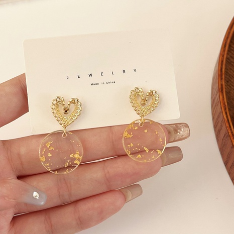 Fashion Heart Shape Alloy Resin Patchwork Earrings's discount tags