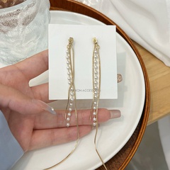 Fashion Geometric Imitation Pearl Alloy Tassel Drop Earrings