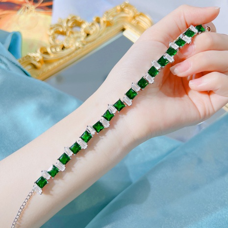 Retro Geometric Copper Bracelets Inlay Artificial Gemstones Copper Bracelets's discount tags