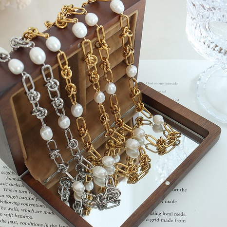 Fashion Geometric Titanium Steel Beaded Bracelets Necklace 1 Piece's discount tags