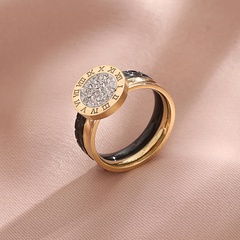 Vintage Style Letter Stainless Steel Rings Inlay Zircon Stainless Steel Rings 1 Piece