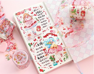 Vitality girl series cute cartoon characters hand account material decorative stickers PET tape