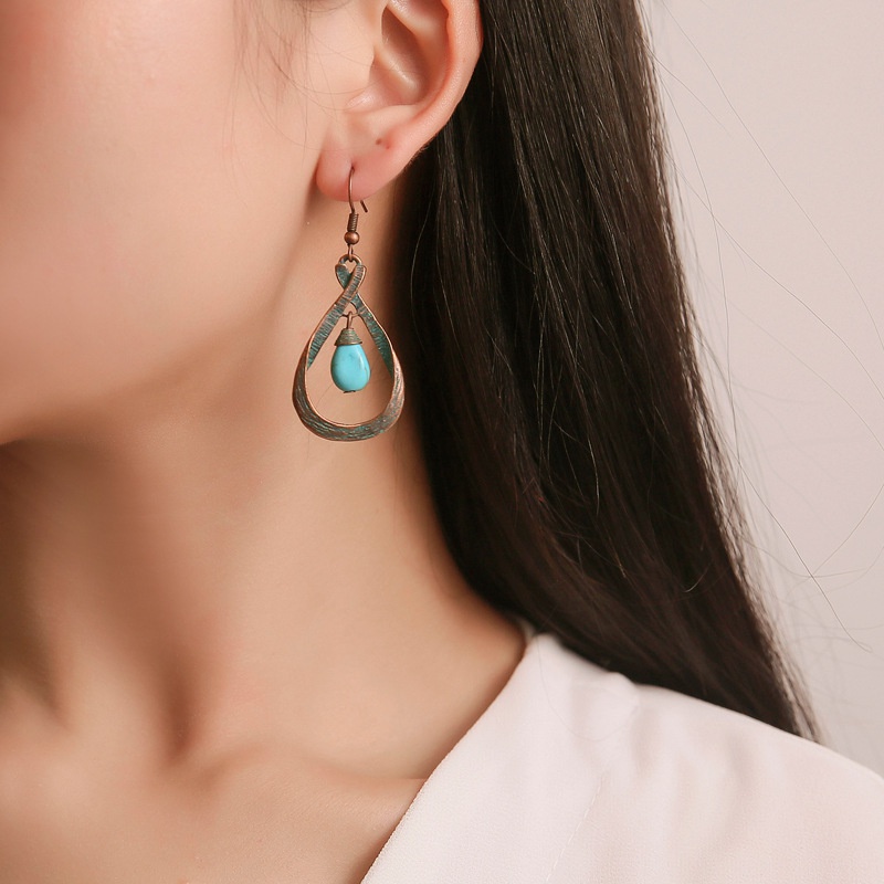 Bohemian Geometric Alloy Plating Turquoise WomenS Drop Earrings 1 Pair