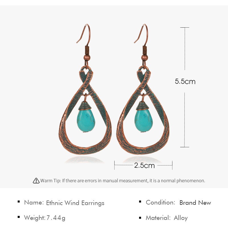Bohemian Geometric Alloy Plating Turquoise WomenS Drop Earrings 1 Pairpicture7