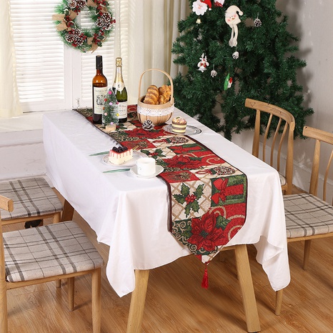 Christmas Christmas Tree Santa Claus Elk Polyester Christmas tablecloth's discount tags