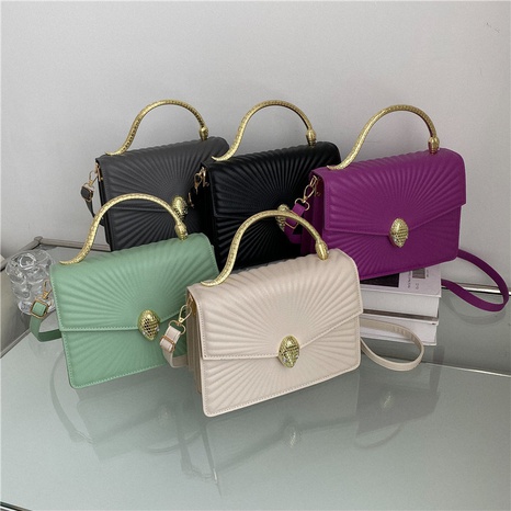 Women'S Small Spring&Summer PU Leather Stripe Solid Color Fashion Square Magnetic Buckle Crossbody Bag's discount tags