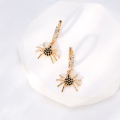Fashion Spider Copper Drop Earrings Gold Plated Zircon Copper Earrings 1 Pair