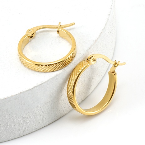 Fashion Round Stainless Steel Hoop Earrings Gold Plated Stainless Steel Earrings's discount tags
