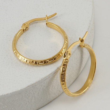 Simple Style Round Stainless Steel Hoop Earrings Gold Plated Stainless Steel Earrings's discount tags