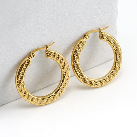 Fashion Round Stainless Steel Hoop Earrings Gold Plated Stainless Steel Earrings's discount tags