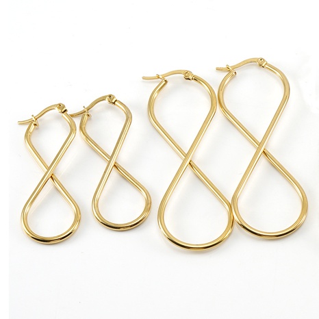 Simple Style 8 Number Stainless Steel Drop Earrings Gold Plated Stainless Steel Earrings's discount tags