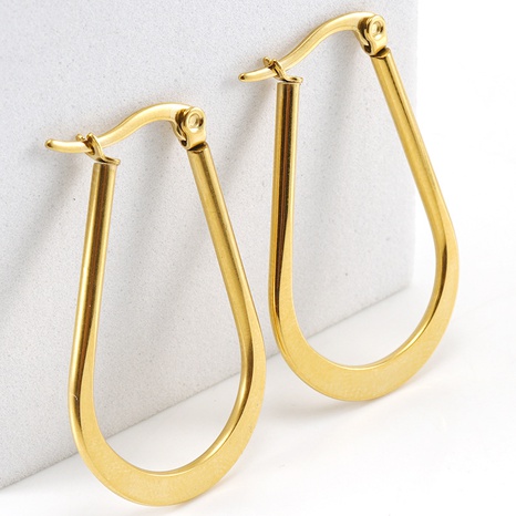 Einfacher Stil Geometrisch Titan Stahl Reif Ohrringe Überzug Metall Edelstahl Ohrringe's discount tags