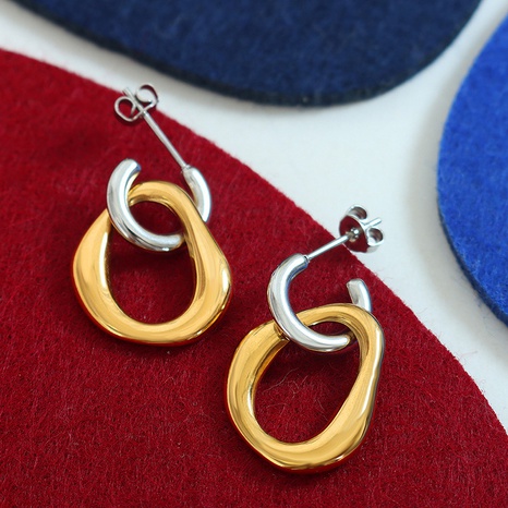 Fashion C Shape Titanium Steel Earrings Irregular Stainless Steel Earrings's discount tags