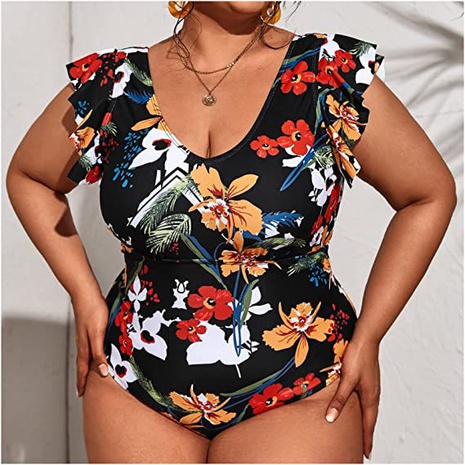 Women'S Fashion Simple Style Ditsy Floral Plant Polyester Plus Size Swimwear's discount tags