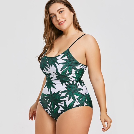 Women'S Fashion Simple Style Maple Leaf Plant Polyester Plus Size Swimwear's discount tags